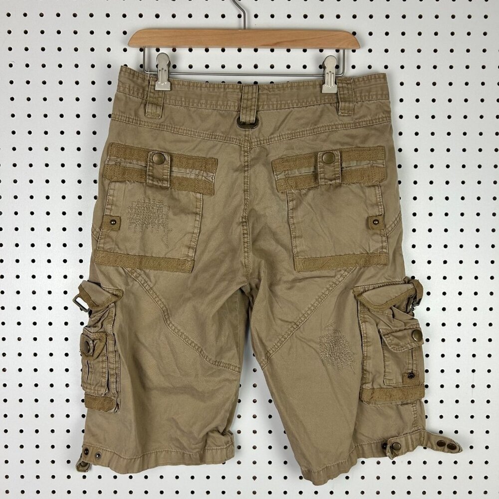 Request Baggy Khaki Cargo Shorts Size 32 Tactical Army‎ Tan Skater Grunge Punk